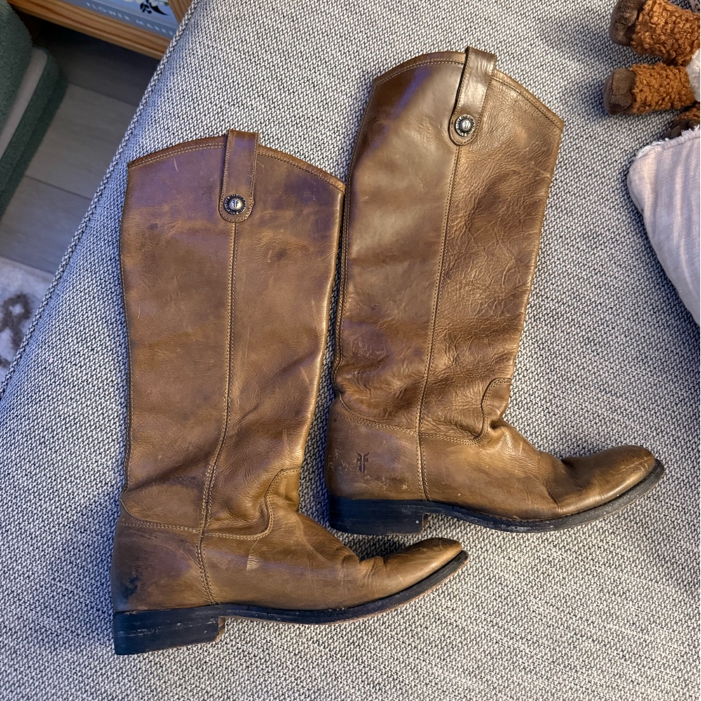 Frye Tan Leather Tall Riding Boots